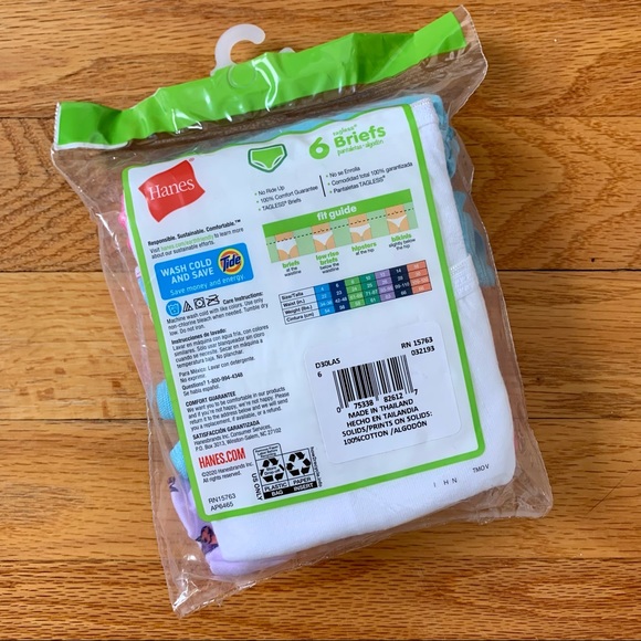 Hanes—Girls' Breathable Cotton Tagless Briefs 6-Pack (SZ 6) NWT - Picture 5 of 6